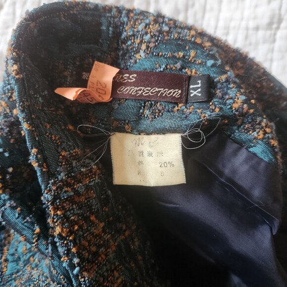 Y2K Teal Textured Pleated Brocade Skirt – Size M - Picture 11 of 12